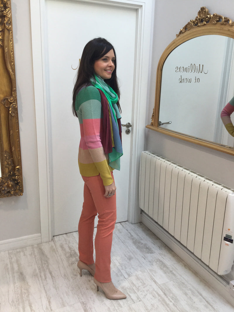 Long Scarf in Rainbow Stripes 66622