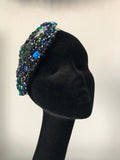 Teardrop in Black Blue and Green Crystals