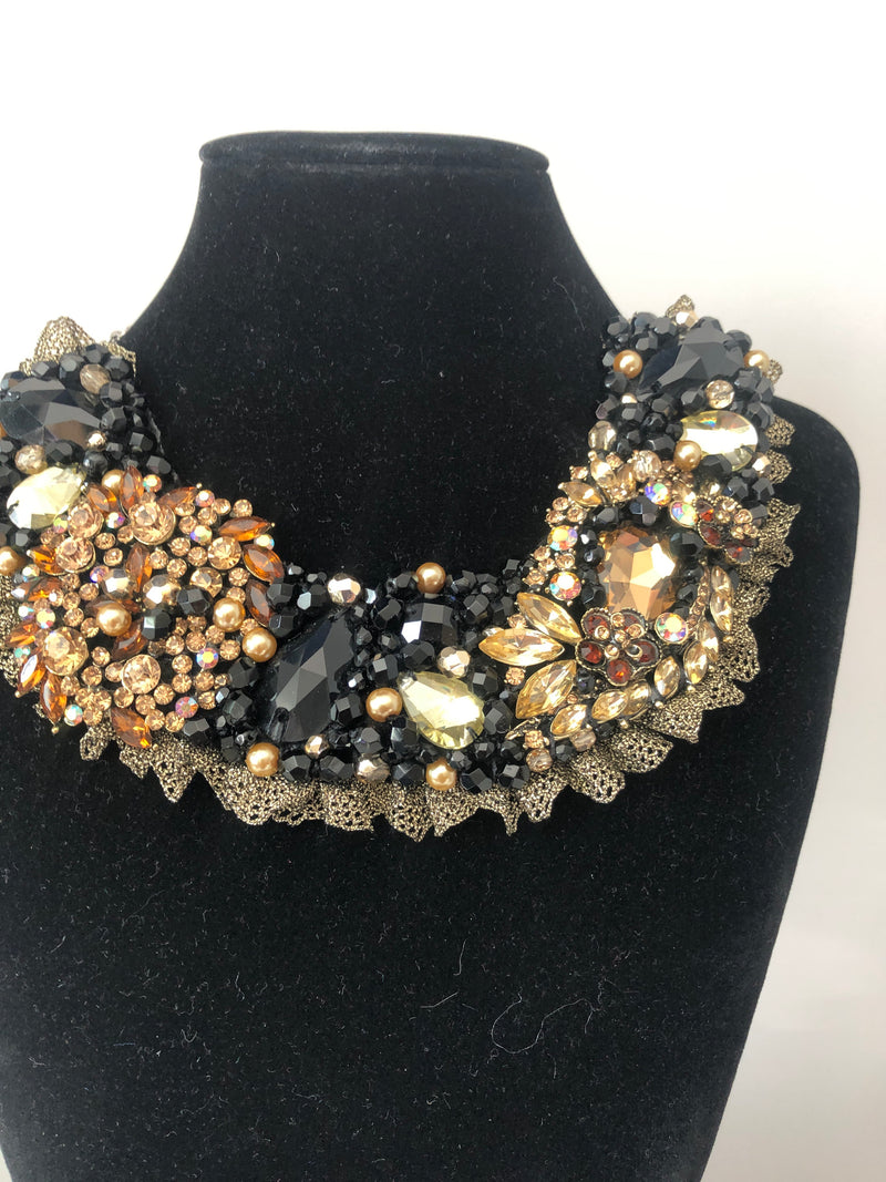 Small Collar in Black, Gold and Amber