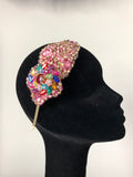 Plumeria Headpiece in Pink Gold and Multicoloured Crystals and