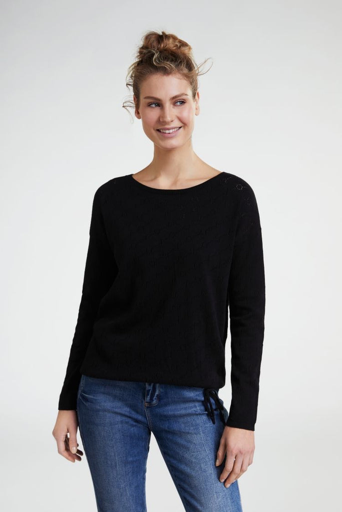 Cotton Sweater with Perforated Print