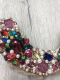 Small Collar - Pearl, Plum Pink and Multicoloured Crystals