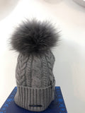 Charcoal Cable Merino Hat with Charcoal Pom Pom