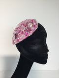 Teardrop in Pink with Silver & Grey Crystals