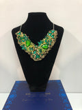 V Collar - Green & Gold with Gold Lace