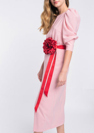 Pale Pink Dress with Vneck Back and 3/4 Sleeves