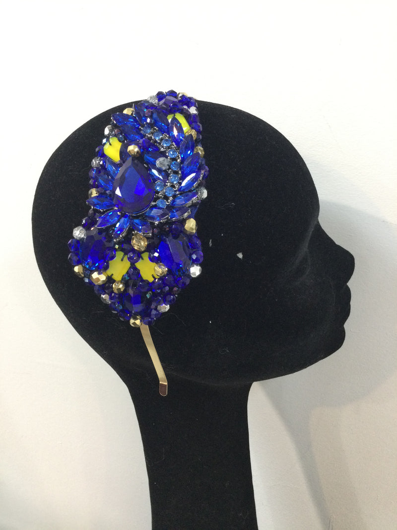 Cobalt Blue with Lemon Plumeria