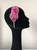 Plumeria in Pink with Silver Gold and Rosegold Crystals