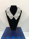 Large Collar - Babyblue Pearl & Silver