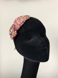 Plumeria Headpiece in Pink Gold and Multicoloured Crystals and