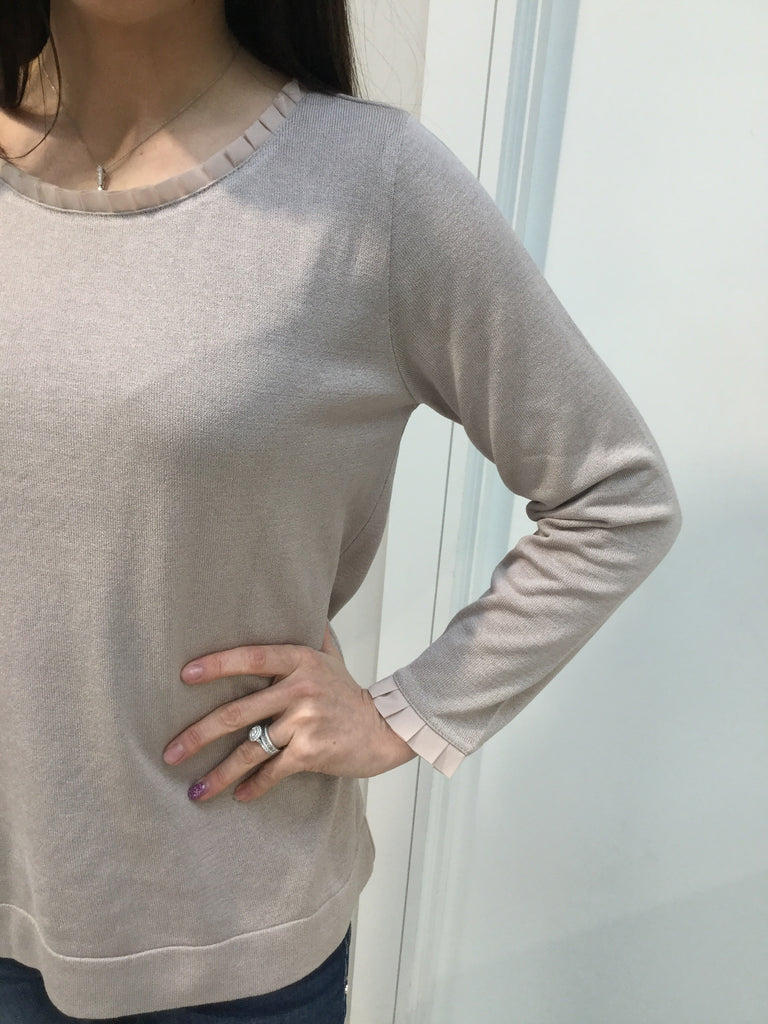 Taupe Pleated Neck Jumper