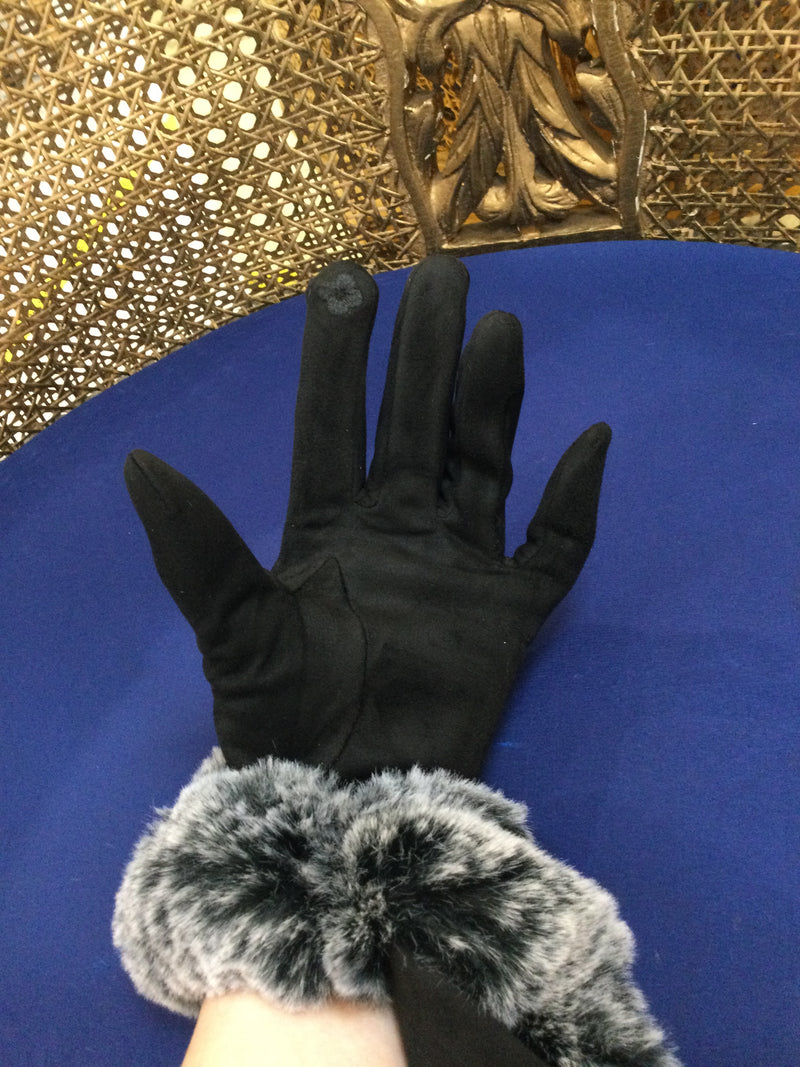 Black Furry Gloves