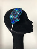 Plumeria Headpiece in Blue Turquoise and Navy Crystals