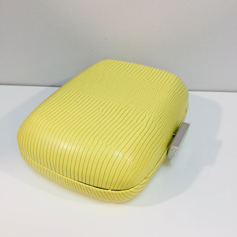Paloma Lemon Reptile Embossed Clutch