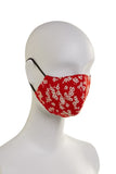Red and Beige Floral Mask