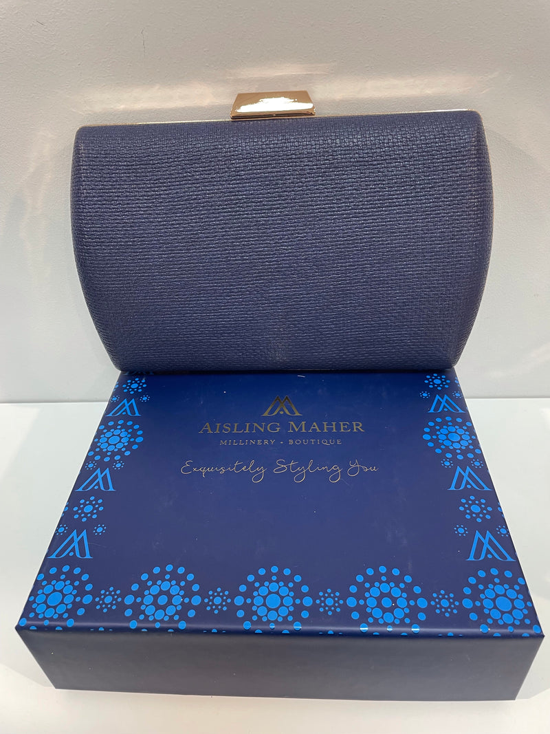 Navy Woven Effect Clutch