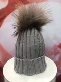 Pom Pom Hat in Grey