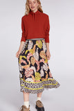 Pleated Multi Print Skirt