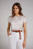 Beige Top with Silk Feel Front and Jersey Back