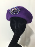 Purple Beret with Purple Crystals