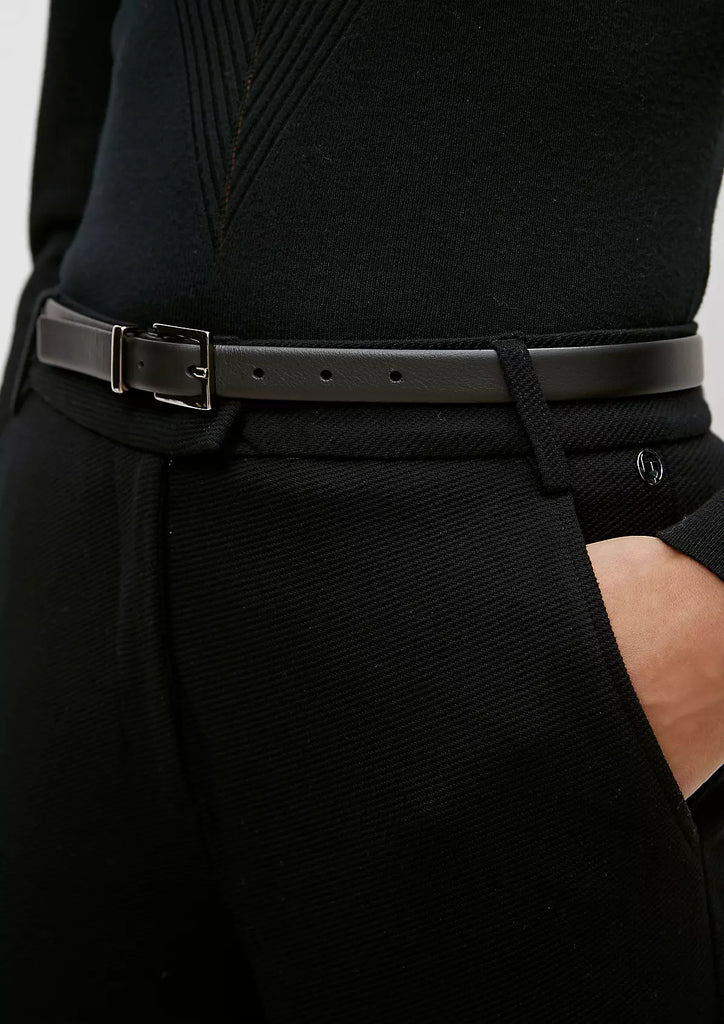 Thin Black Leather Belt