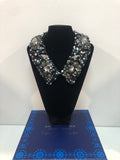 Large Collar - Black & Silver Marble