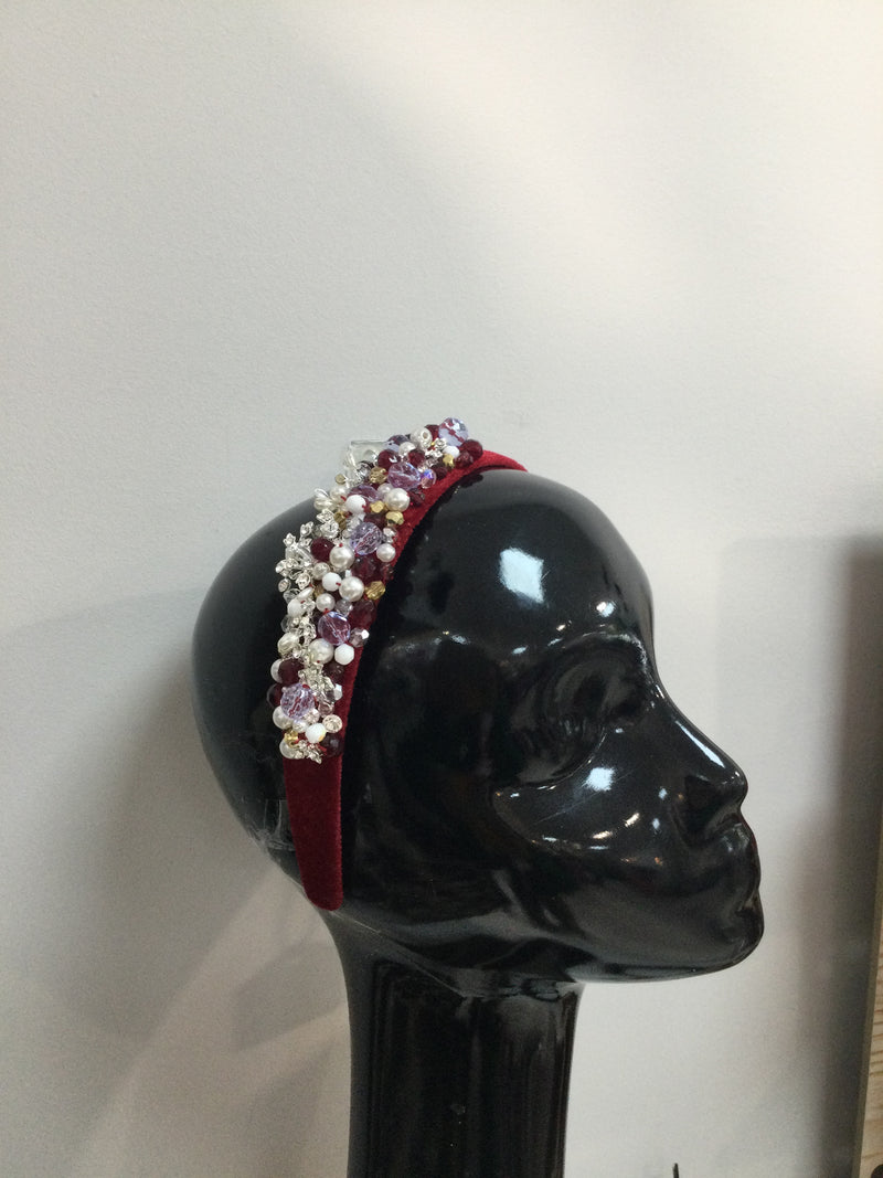 Headband in Wine and Pearl