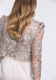 Champagne Satin Dress with Embellished Shoulder Detail