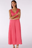 Pink Linen Midi Dress