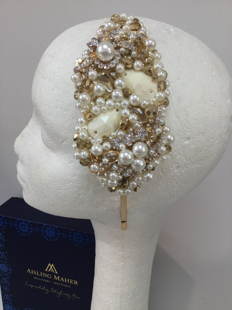 Plumeria in Cream, Pearl and Gold