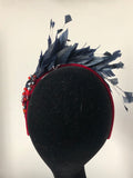 Blair Headpiece in Wine Navy and Pewter Crystal Accents