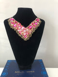 V Collar - Pink & Gold with Gold Lace