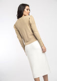 Beige Knitted Cardigan with Gold Buttons
