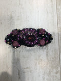 Large Plumeria in Purple & Black Crystals on comb
