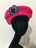 Pink Beret with Purple Crystals