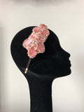 Plumeria Headpiece in Pale Pink and Gold Crystals