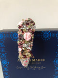 Coco Headpiece In Pale Pink Silver and Wine