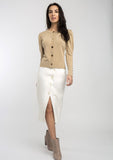 Beige Knitted Cardigan with Gold Buttons