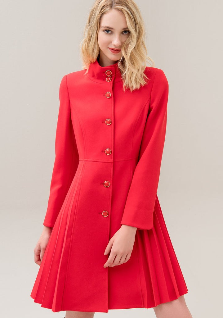 Red Coat with Pleated Back