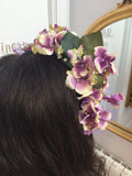 wedding hairband purple green floral