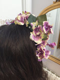 wedding hairband purple green floral