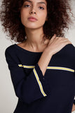 Navy Sweater with Yellow Stripe