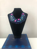 Small Collar - Blue & Pink with Navy Lace