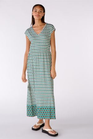 Green and Brown Patterned Maxi Dress