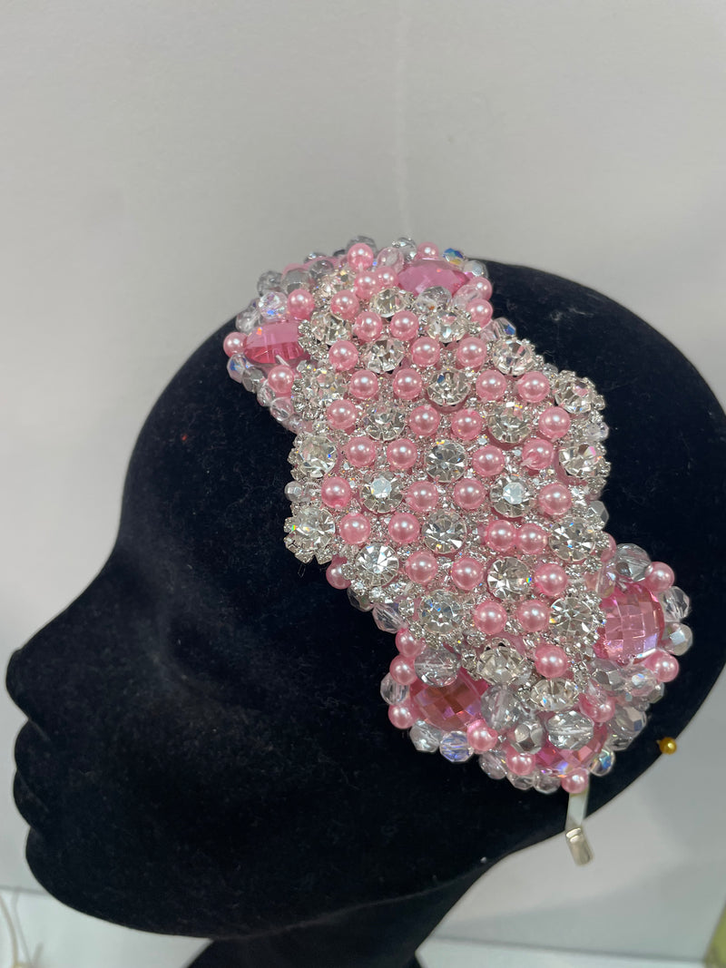 Large Plumeria in Pink and Swarovski Crystals