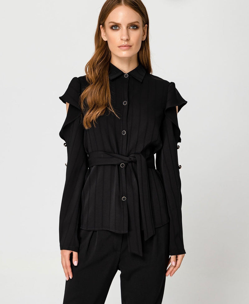 Shirt with Peekaboo Frilled Sleeve