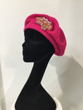 Hot Pink Beret with Pink Embellishment