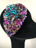 Teardrop in Navy Purple Teal and Gold Crystals
