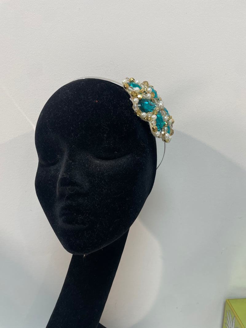 Iris in Turquoise Gold and Pearl