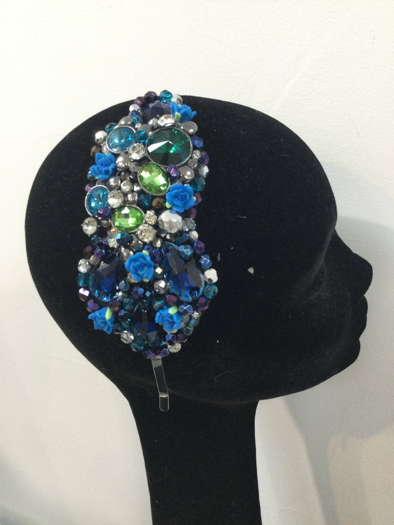 Navy Silver and Teal Plumeria